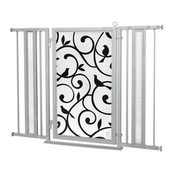 Fusion Gates - Fusion Gate with Songbirds Design, Satin Nickel, 36"-52" - Baby Gates And Child Safety