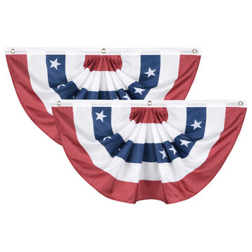 Yescom 2Pcs 1.5x3 Ft USA Pleated Fan Flag Half Fan Banner American Bunting