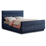 Meridian Furniture - Paxton Chenille Fabric Upholstered Bed, Navy, Queen - Embrace the essence of cozy sophistication with the Paxton Chenille Fabric Bed, a haven designed to elevate your sleep experience and enhance your bedroom's aesthetics. The bed is adorned in a luxurious rich navy chenille fabric, its soft texture inviting you to sink into its warmth. The subtle sheen of the chenille adds a touch of elegance, creating a timeless look that complements various decors. The headboard features a classic horizontal channel tufted design, adding visual interest and dimension to the bed. This sophisticated detail exudes a touch of vintage charm, making the Paxton a perfect fit for both traditional and contemporary spaces.