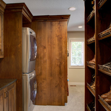 Rustic Alder cabinetry with painted and glazed island.