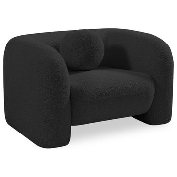 Emory Boucle Fabric Upholstered Upholstered Chair, Black