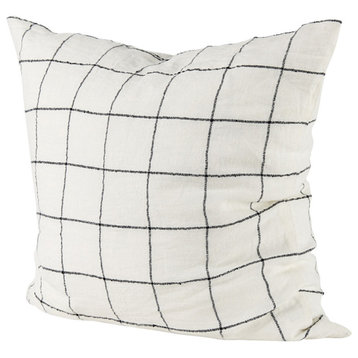 Suzanne White With Black Square Pattern Decorative Pillow Cover
