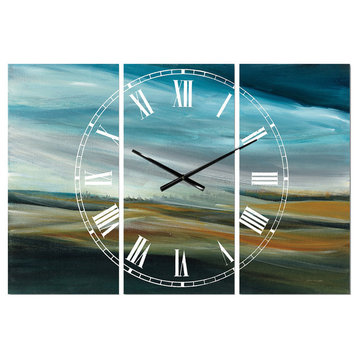 Watercolor Desert Storm Abstract Blue Farmhouse Multipanel Metal Clock