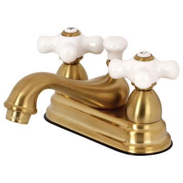 Kingston Brass KS360.PX Restoration 1.2 GPM Centerset Bathroom - Brushed Brass
