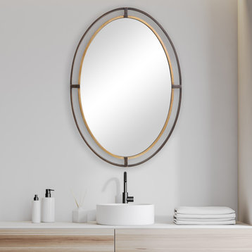 35" Transitional Bronze Oval Mirror