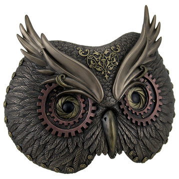 Metallic Bronze Steampunk Owl Head Wall Mask