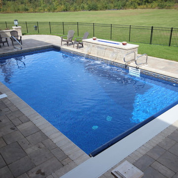 Rectangle Pool with Polymer Walls and a Vinyl Liner + Coverstar Automatic Cover