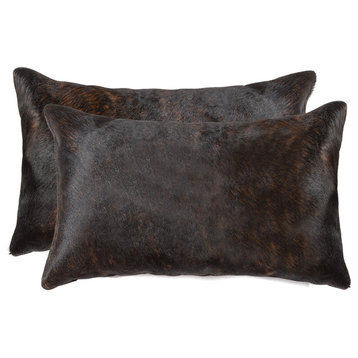 12"x20" Torino Cowhide Pillows, Set of 2, Chocolate