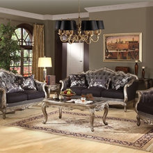 2 PCs.  Chantelle Living Room Set in Antiqued Platinum