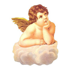 German Christmas Card, Angel On Cloud, 6.5"Hx4.5"x.02"D