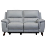 Armen Living - Steffanie Loveseat, Dark Wood and Dove Gray Genuine Leather - The Armen Living Steffanie contemporary loveseat is an ideal choice for compact living rooms due to its space saving, yet exceptionally comfortable frame design. The loveseat's stylish appearance is due in large part to its 100% genuine leather upholstery and complimentary dark brown color, wood construction. This beautiful combination provides not only an impressive aesthetic presence, but also a comfortable modern living experience. Due to the Steffanie's quality construction, the loveseat is able to hold up to 250lb per seat, that's a combined total of up to 500lb. However, the most impressive feature of the Steffanie is its extendable footrest feature which allows you to recline comfortably with a simple push of a button. The stylish Steffanie loveseat is perfect for the living room and ideal when combined with the accent chair and sofa of the same name. The elegant Steffanie loveseat is available in sleek Dove Grey genuine leather upholstery.