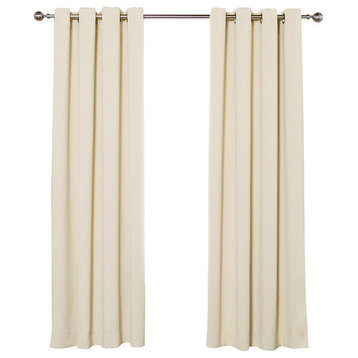 Solid Grommet Top Thermal Insulated Blackout Curtains, Beige, 72"
