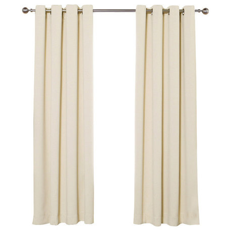 Solid Grommet Top Thermal Insulated Blackout Curtains, Beige, 72"