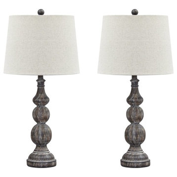 Ashley Furniture Mair Poly-Resin Table Lamp in Antique Black (Set of 2)
