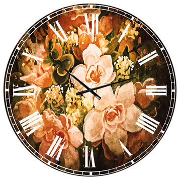Bouquet of Flowers Floral Round Metal Wall Clock, 36x36