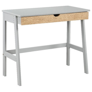 Olive & Opie Hilton Traditional Wood Desk in Gray and Natural