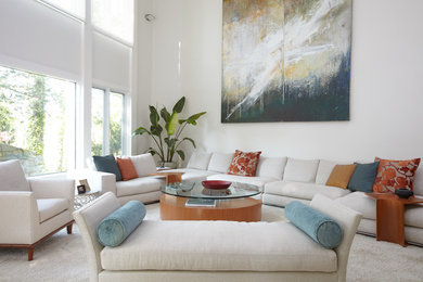 Trendy living room photo in DC Metro with white walls