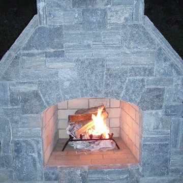 Ellsworth Natural Thin Stone Veneer Exterior Fireplace