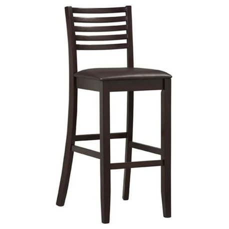 Pemberly Row 31" Wood & Faux Leather Bar Stool in Dark Merlot/Black