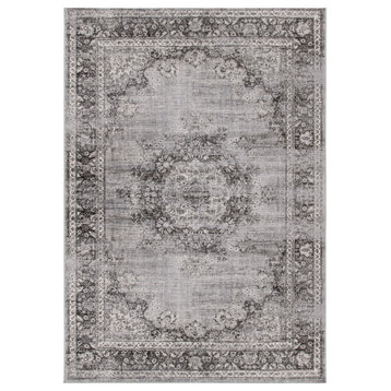 Atlas Atl966F Vintage Distressed Rug, Charcoal and Gray, 2'7"x4'0" Runner