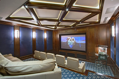 Eclectic home theater photo in Miami