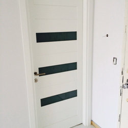 Modern Swing Door with Laminate Insert in Matte White Finish - Interior Doors