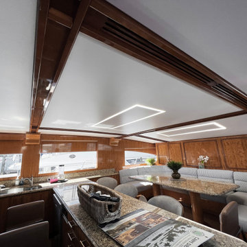 Satin ceiling and LED lights on a ship