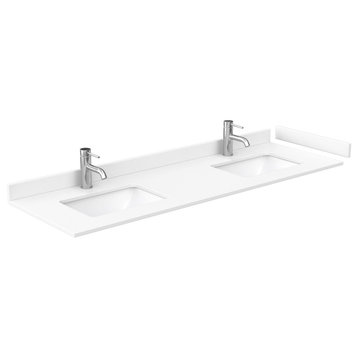 Wyndham Collection WCFVCA166DTOPUNS 66" Double Vanity Top - White Cultured