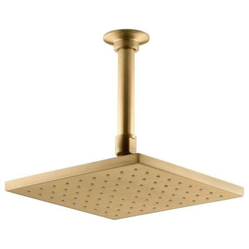 Fontana Gold Plated Square LED Rain Shower Head, Solid Brass, 12"