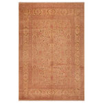 Bareens Designer Rugs - Turkish Knotted Istanbul Fernanda Tan/Green Wool Rug 7'10'' x 10'3'' - Designed with a mesmerizing intricate traditional motif this glorious hand knotted rug is a masterpiece that will fill any space with sophistication and grace. An exhilarating color pallet with an elaborate design, this masterpiece features luxurious hand spun wool with all vegetable dyes to add comfort and style to your decor. The design, color and beautiful chromatic composition with a sheen in traditional and transitional designs, exude beauty, elegance and quality make this rug a masterpiece of its own.