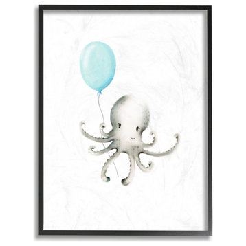 Cute Cartoon Baby Octopus Ocean Animal Painting, 11"x14"