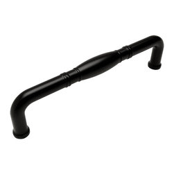 Cosmas - Cosmas 4313-128FB Flat Black Cabinet Pull, 5" Hole Centers, Set of 5 - Cabinet And Drawer Handle Pulls