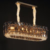 MIRODEMI® Pietra Ligure | Rectangular Golden Crystal Chandelier for Living Room, Clear, L31.5xw11.8xh12.2", Cool Light