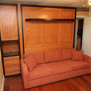 Mission King Sofa Murphy Bed Wall Bed with 3 Shaker Panels, Side Cabinet