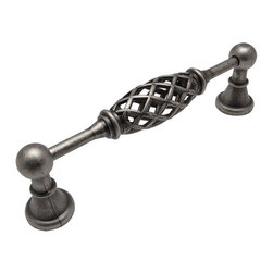 Cosmas - Cosmas 1749-5WN Weathered Nickel 5&rdquo; CTC (128mm) Birdcage Drop Pull - Cabinet And Drawer Handle Pulls