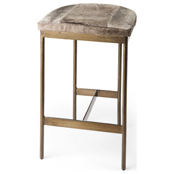 Millie 16.75 X 17.75 X 26.25 Hair-on-hide Seat, Gold Metal Frame Counter Stool