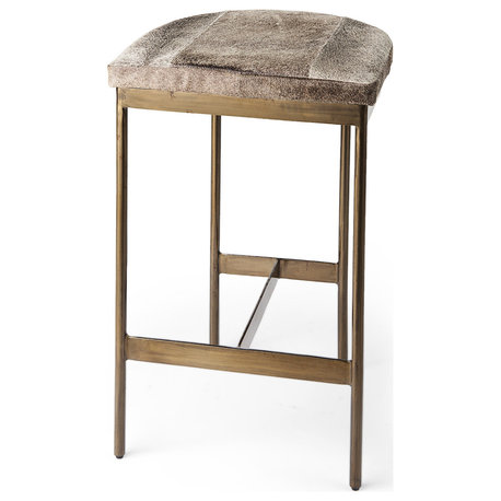 Millie 16.75 X 17.75 X 26.25 Hair-on-hide Seat, Gold Metal Frame Counter Stool