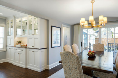 Dining room - traditional dark wood floor and brown floor dining room idea in Minneapolis