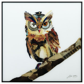 "The Wisest Owl" Printed Wall Art Framed With Black Anodized Aluminum