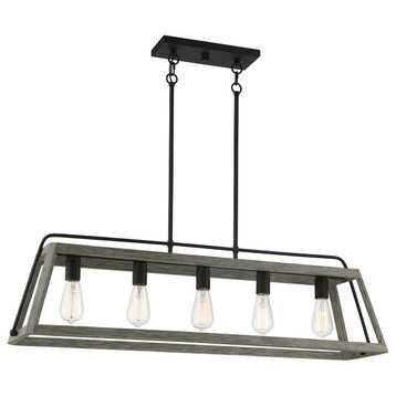 Hasting 5-Light Noblewood With Iron Linear Chandelier