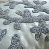 Coral Design 12"x26" Art Silk White Lumbar Pillow Cover, Silver Corals