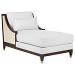 Currey & Company - Currey and Company 7000-0441 Evie Chaise, Muslin - The Evie Walnut Chaise is made of mahogany in a dark walnut finish. The wood-framed side and back panels of the roomy chaise are covered in ivory faux shagreen. This ivory chaise with its gold ferrules was inspired by vintage shagreen furniture from the 1920s. It has loose seat and back cushions and includes a lumbar pillow.