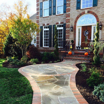 Flagstone Walkway with Brick Border