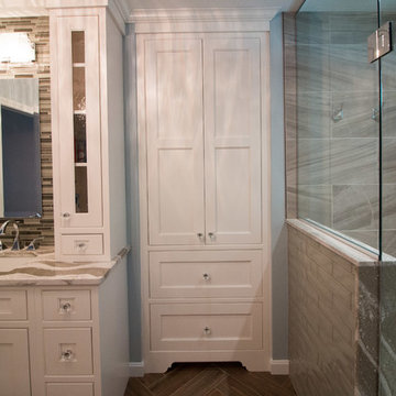 Modern Artisan Glass Bathroom Remodel w/ Cambria Oakmore Countertops