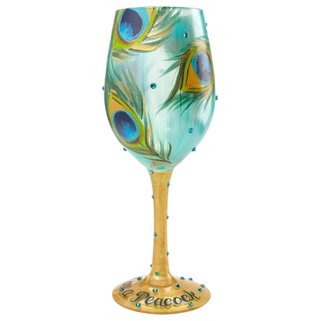 "Pretty As A Peacock" Wine Glass