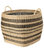 Large Striped Wicker Storage Basket