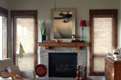 Mountain style living room photo in Denver