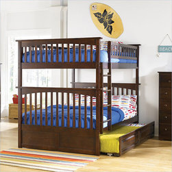 Antique Walnut Columbia Full over Full Bunk Bed - Bunk Beds