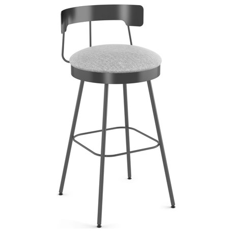 Amisco Monza Swivel Stool, Gray White Polyester/Dark Gray Metal, Counter Height