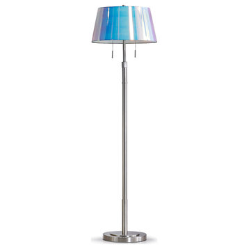 The Grande 55"~66"H Adjustable Floor Lamp_Brushed Nickel, Empire_iridescent Shad